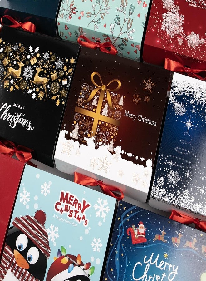 ARTLYMERS Christmas Gift Boxes with Lids, 6 Pack Gift Box and Red Ribbon Christmas Themed Pattern Small Gift Boxes for Xmas Presents Gifts Easy Assemble - Image 5